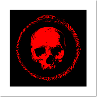 Skull Ouroboros Red Posters and Art